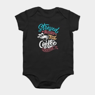 Stressed coffee obsessed slogan t-shirt Baby Bodysuit